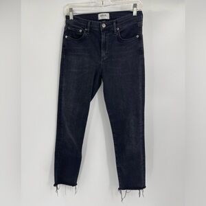 Agolde Sophie Mid Rise Skinny Ankle gray distress black Jeans size 27